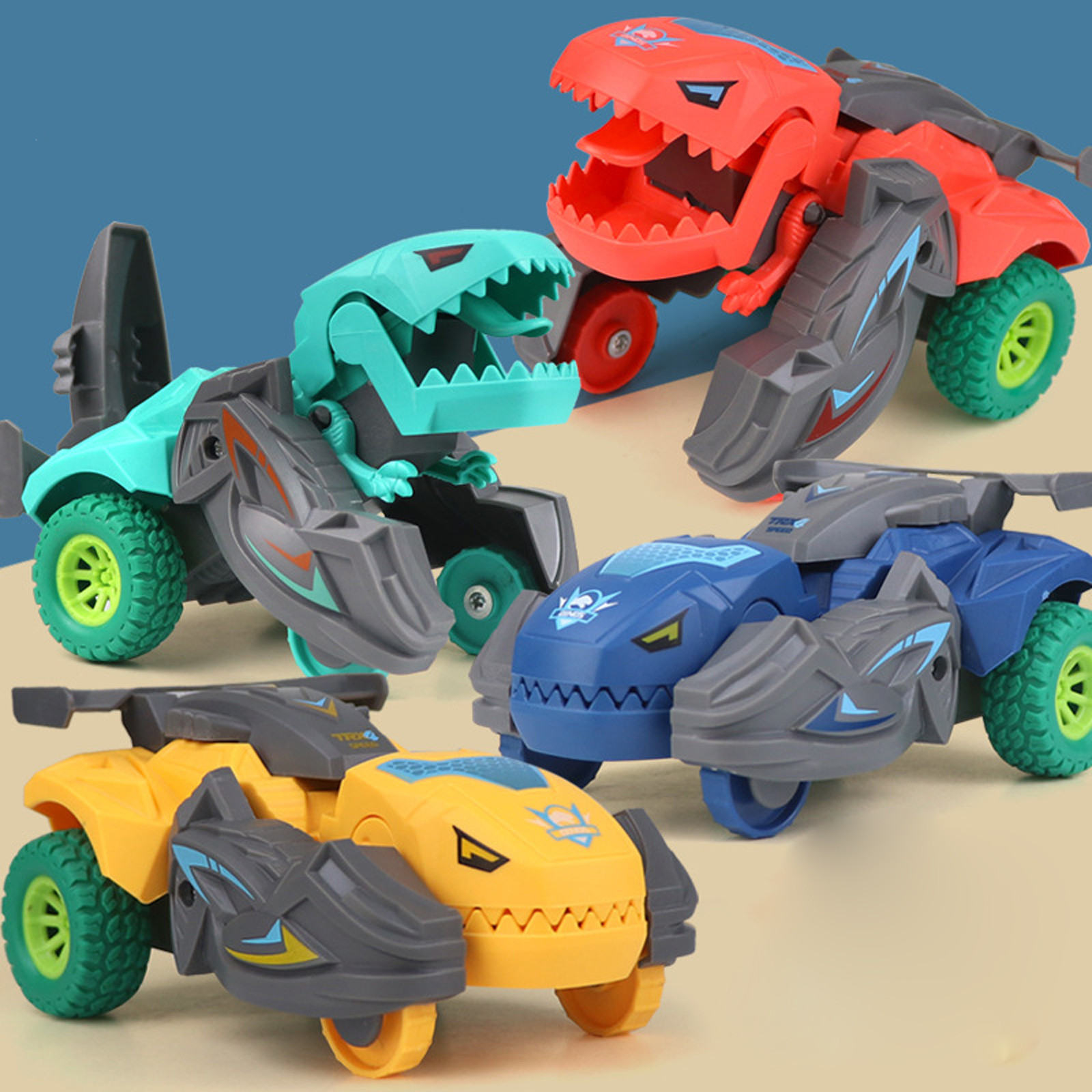 Kids Dinosaur Cars Combined Into One Transformer Dinosaur Car Stunt Car Toy For Xmas Kids Birthday Gift Traffic Vehicle Toy